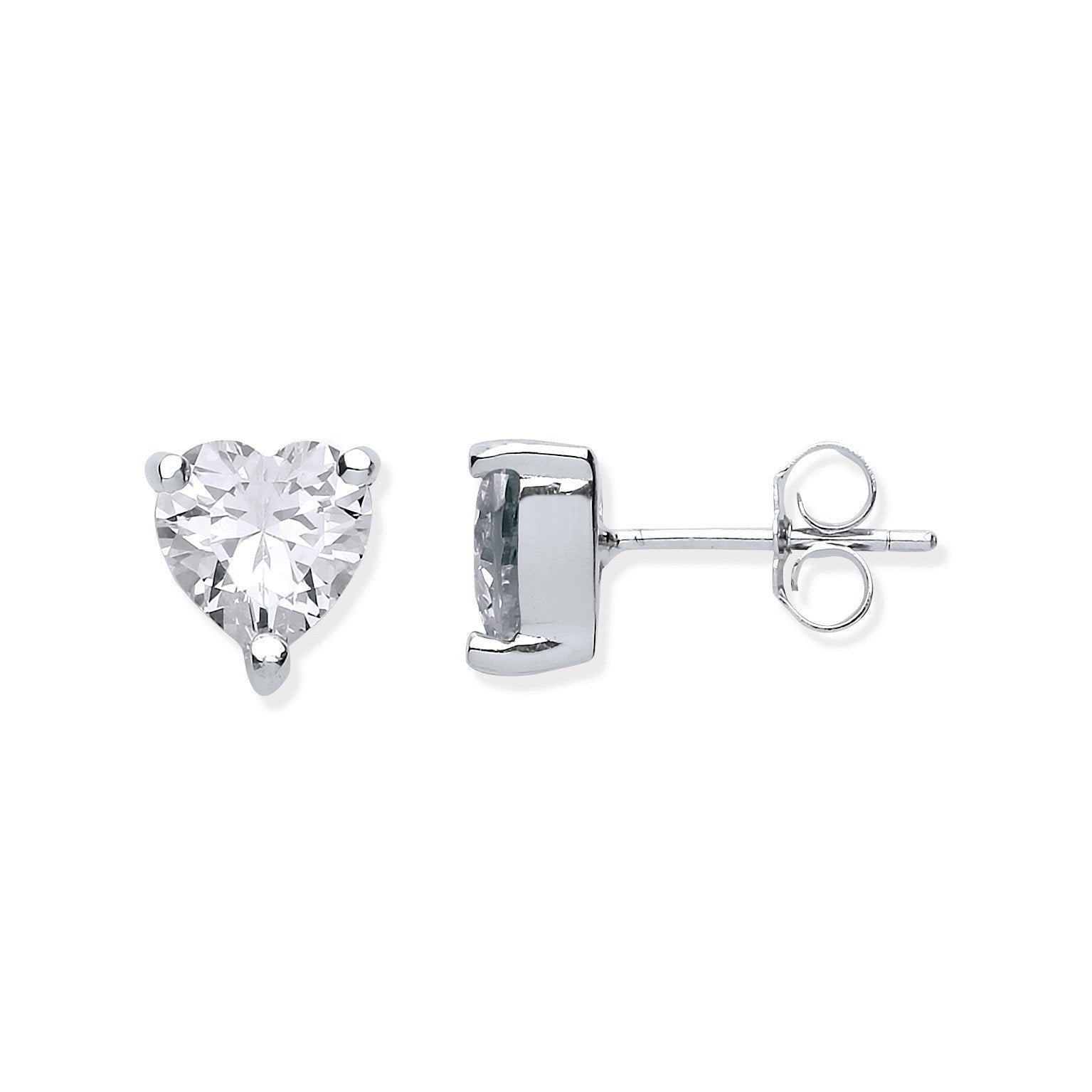 Silver Heart Cut Cubic Zirconia Stud Earrings - Fine Ring - Certified Authentic - Swiss Made – Luxury Jewellery by Imp